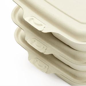 Butterfly Locking Take-Away Biodegradable Pizza Hamburguesa Bento Vajilla desechable Caña de azúcar Bagazo Plato Fiambrera - Product Image 4