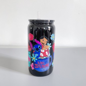 Verre à bière en borosilicate noir brillant de 16 oz, type canette, pour wraps UV DTF et vinyle, en provenance de notre entrepôt aux États-Unis - Product Image 1