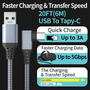 สายถ่ายโอนข้อมูลแบบไนลอนถัก หัวงอ 90 องศา รองรับการชาร์จเร็ว 5gb ยูเอสบี ทู ซี สำหรับเชื่อมต่อ ปี 2026 - Product Image 5