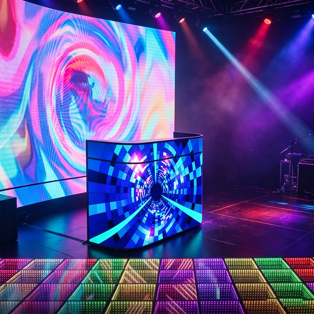 Customized LED DJ Booth Desk for Party P1.86 P2 GOB Long Lifespan Full Color High Quality Easy Maintenance Advertising Display
