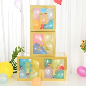Nicro or lettres garçon et fille fête d'anniversaire sexe révéler blanc ballon boîtes <span class=keywords><strong>fond</strong></span> ornement bébé douche décorations - Product Image 5