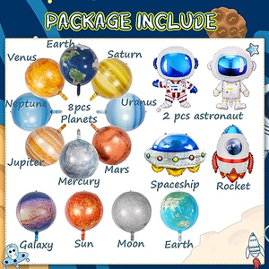 Balon Astronot Grosir Bentuk Roket Astronot Dekorasi Pesta Ulang Tahun Bertema Luar Angkasa Balon Piring Terbang Berbahan Aluminium - Product Image 4