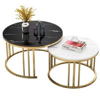 Ensemble de table basse avec acier inoxydable chromé et céramique/pierre frittée pour salon