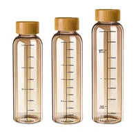 Vaso de Vidrio Sodalime Personalizado Premium con Tapa de Bambú Ecológica, Reciclable, para Uso Profesional en Oficinas