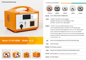 Generador Solar Portátil E-NiCE de 600W con 4 Puertos USB para Camping, Viajes y Uso Doméstico de Respaldo, Salida de Onda Sinusoidal Pura A1-1 - Product Image 3