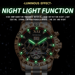 BINBOND Nieuw High Sense Automatisch Hol Mechanisch Luxe Herenhorloge Waterdicht RVS Band Wijzerplaat 50m Horloge - Product Image 5
