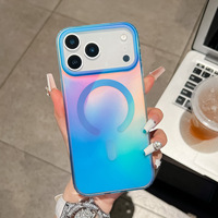 Coque de protection magnétique dégradée colorée givrée IMD en TPU mat et PC pour iPhone 17 16 15 14 13 Pro Max
