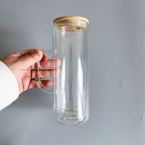 Verres à bière personnalisés en verre transparent effet boule à neige avec logo, 12oz, 15oz, 20oz, adaptés aux paillettes de 5mm, avec couvercles, pour strass - Product Image 2