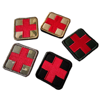 Parche Médico Personalizado con Logotipo Bordado de Cruz Roja en Tela Vaquera, Parches Decorados con Encaje 3D