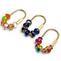Porte-clés artisanal en acrylique de Murano avec perles de cristal bleues, breloque mousqueton plaqué or pour sac à main et clés