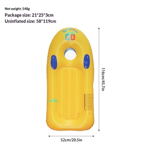 Flotador inflable de PVC amarillo para niños con diseño ABC y asas azules - Product Image 2