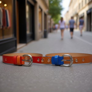 Cintura piatta in PU da 2,5 cm con fibbia semicircolare e fori goffrati per donna e uomo - Product Image 2