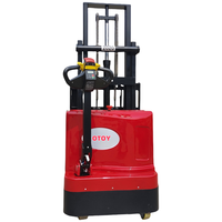 Ventes chaudes, transpalette électrique à conducteur accompagnant, 1,5 tonne, entièrement électrique, petite plateforme, batterie au plomb-acide 73AH, capacité de levage de 2M