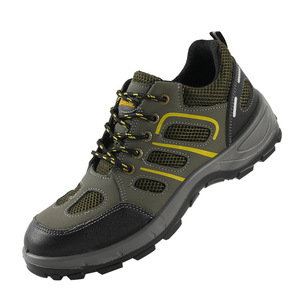 Men Safety Shoes Military Green Microfiber Mesh Breathable Steel Toe Anti Impact Puncture Resistant Work Protective Low Top - Product Image 5