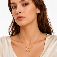 Collier pendentif cœur pour femme, plaqué or, zircon, collier avec inscription « Mama », chaîne claviculaire légère et luxueuse