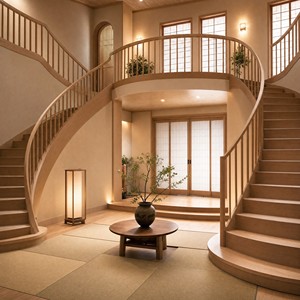 Scala a doppia curvatura per interni di ville di lusso con eleganti gradini in legno <span class=keywords><strong>e</strong></span> struttura metallica personalizzata - Product Image 4