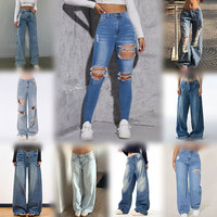 Jeans pour femmes, fabriqués directement par le fabricant, élégants, confortables, multifonctionnels, taille haute, jambe large, denim, livraison aléatoire