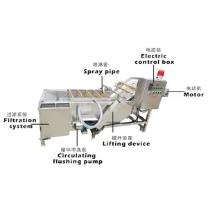 Multifunctionele Bubble Groente Reinigingsmachine En Fruit Reinigingsmachine Industrie