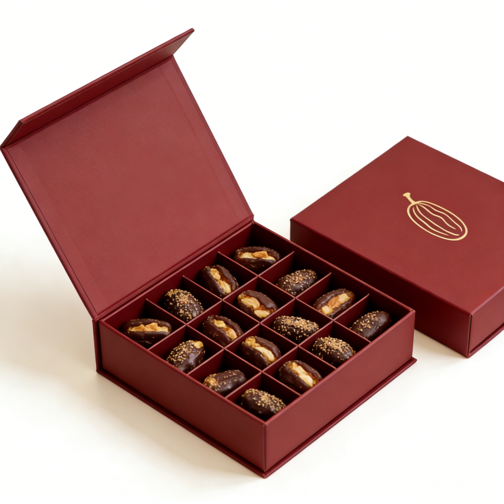 Bespoke Paper Dubai Ramadan Dates Box With Magnet Close Chocolate Dates Packaging Gift Box With Divider