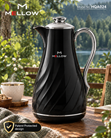 Carafe à café isotherme Pristine OEM 1.0L gris nacré, lignes fluides, ABS, avec revêtement en verre, poignée foncée, bouton rond, pour le bureau