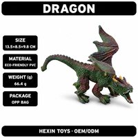 Dragon vert-brun en PVC écologique 13,5x8,5x9,8 CM avec ailes, sculpture peinte à la main, parfait pour la décoration de bureau