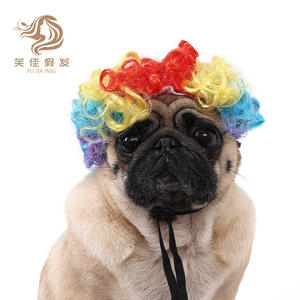 Fujia Funny TikTok Viral Safe Cosplay personalizado Fotografía de mascotas Accesorios <span class=keywords><strong>para</strong></span> el cabello de mascotas Peluca de poliéster <span class=keywords><strong>para</strong></span> gatos y <span class=keywords><strong>perros</strong></span> - Product Image 2