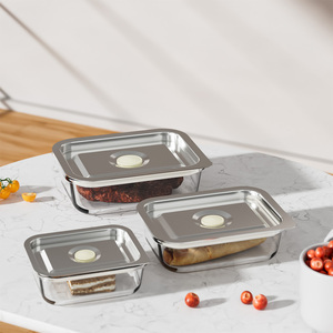 Glass Food Storage Containers with Airtight Lids Meal Prep Containers Stainless Steel <strong>Lunch</strong> Bento <strong>Box</strong> for <strong>Microwave</strong> BPA Free - Product Image 5