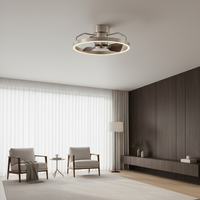 Ventilateur de plafond rétractable moderne avec lumière LED, moteur DC de 20 pouces, télécommande, pales cachées, pour chambre à coucher