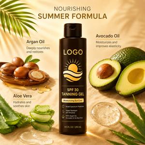 Gel bronzant naturel hydratant SPF 30+ à large spectre, résistant à l'eau pendant 80 minutes, pour un éclat hâlé uniforme, marque privée OEM - Product Image 4
