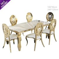 Offre spéciale Ensemble table et chaises de mariage en acier inoxydable et or Mobilier de mariage pour hôtel, banquet, événement, table à manger