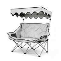 Chaise de camping moderne avec auvent et double siège pliable pour le camping, la plage, le jardin, la terrasse, le parc, les voyages, la pêche, le salon