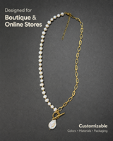 Collier personnalisé à faible MOQ en pierre naturelle, perle baroque d'eau douce et coquille de nacre pour usage quotidien