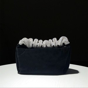 High Quality Handmade Velvet Evening Bag Rhinestone Banquet <b>Clutch</b> Diamond Handbag for Women - Product Image 2