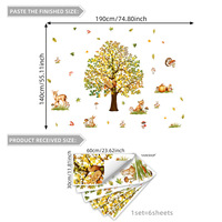 Autocollants muraux créatifs en PVC pour enfants, forêt amusante, été, automne, arbre, animaux, style nordique, décoration de chambre à coucher, salon, 30x60cm, M16125
