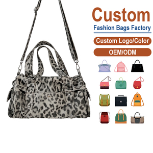 Bolso Bandolera Retro de Cuero con Estampado de Leopardo, Bolso de Hombro Vintage con Remaches y Múltiples Bolsillos para Mujer - Product Image 1