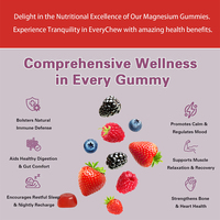Gummies sans sucre Calcium Magnésium Zinc avec complexe 14-en-1 de 200 mg de Glycinate, Bisglycinate et Citrate B6 pour enfants