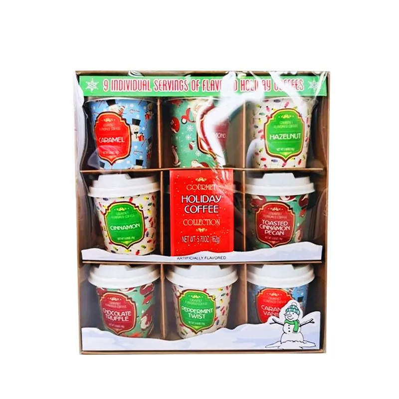 Heerlijke 9Pc Gearomatiseerde Sets Diverse Kleur Pack Kerst Koffie