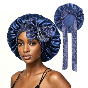 Gorro de Satén Ajustable con Estampado Paisley, de Una Sola Capa, para Dormir, con Banda Elástica Ancha para Mujer - Product Image 1