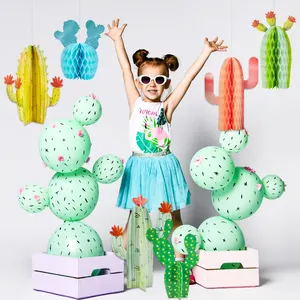 New Arrival 6 PCS Summer Honeycomb Paper Decoration Ball Cactus Party Table Decorations