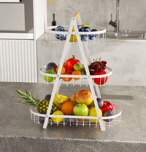 Moderno y Clásico Estante de Almacenamiento de Frutas para Escritorio, de Tres Niveles, Ovalado, con Drenaje, para el Hogar - Product Image 2