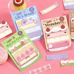 Lot <span class=keywords><strong>de</strong></span> 120 feuilles <span class=keywords><strong>de</strong></span> notes autocollantes mignonnes Kawaii en forme <span class=keywords><strong>de</strong></span> gâteau <span class=keywords><strong>fraise</strong></span>, bloc-notes esthétique floral pour journalisation, scrapbooking et école - Product Image 1