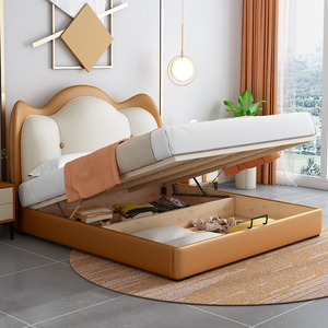 Dream Pink Girls Juego de dormitorio Cama doble de madera de lujo Cabecero en forma de corazón Cama tapizada Hoteles Villas Apartamentos Almacenes - Product Image 3