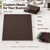 Serviettes en tissu polyester filé MJS 240 GSM, couleur chocolat, 20x20, lavables industriellement, pour la location de linge d'hôtel