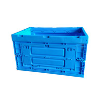 Conteneur pliable bleu en plastique solide, pliable, multifonctionnel, recyclable, écologique, empilable, bac de rangement en PP