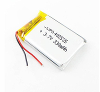 Baterai polimer Ion Lithium 402535 330mah 3.7V kualitas tinggi untuk pelacak GPS, kacamata mata-mata, lampu Led, Sensor