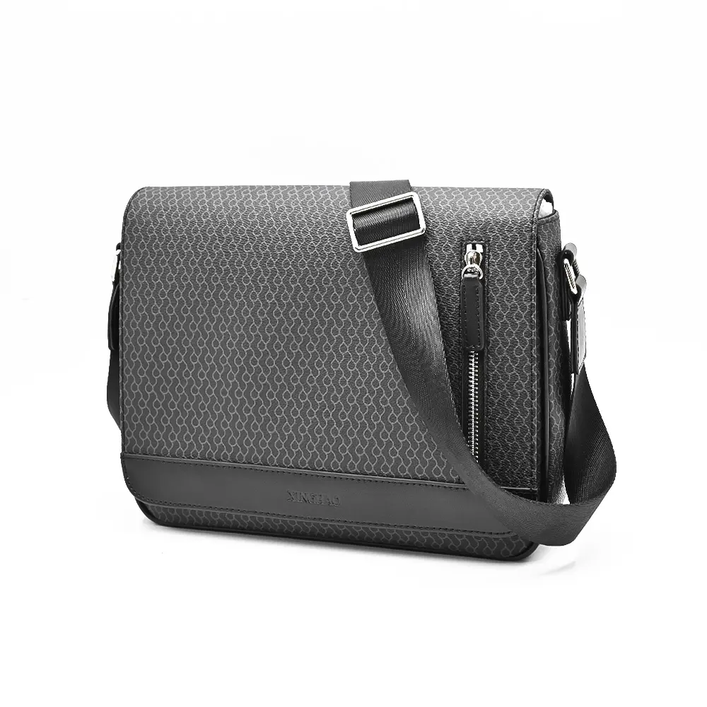 Sac à bandoulière en PVC noir personnalisé de haute qualité en cuir végétalien sac à bandoulière pour hommes