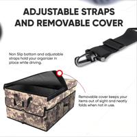 Organisateur de coffre de voiture extensible haut de gamme, grande boîte de rangement pour coffre avec séparateurs et couvercle, organisateur de rangement antidérapant