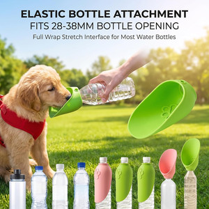 Silicone Dog <b>Water</b> Bowl Universal Portable Pet <b>Water</b> <b>Bottle</b> Adapter for Travel Walking Camping Outdoor - Product Image 4