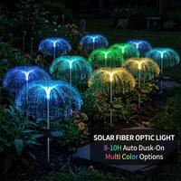Lumière solaire en fibre optique en forme de méduse, centaines de fibres, forme de fontaine, piquet de 68 cm, décoration de jardin