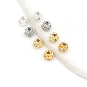 Cuentas espaciadoras de cobre chapado con circonita, oro de 18k, plata, oro blanco, accesorios de joyería DIY para hacer pulseras C45 - Product Image 4